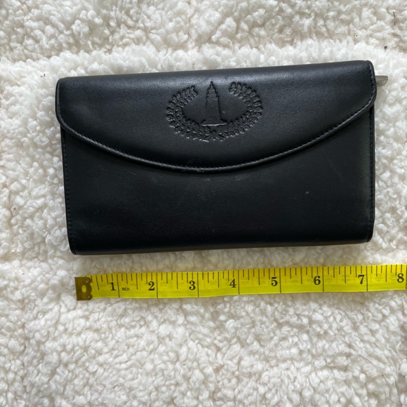 Dopp Black Satin Cowhide Leather Wallet w Change Purse Vintage - Picture 5 of 7